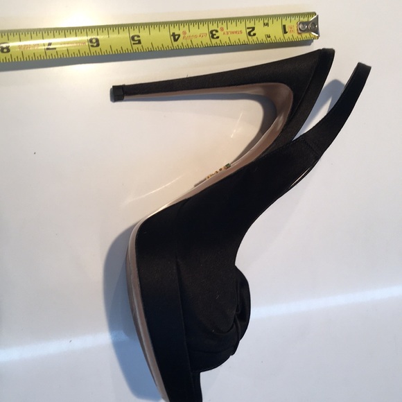 Prada Black Satin Slingback Platforms - Picture 5 of 8